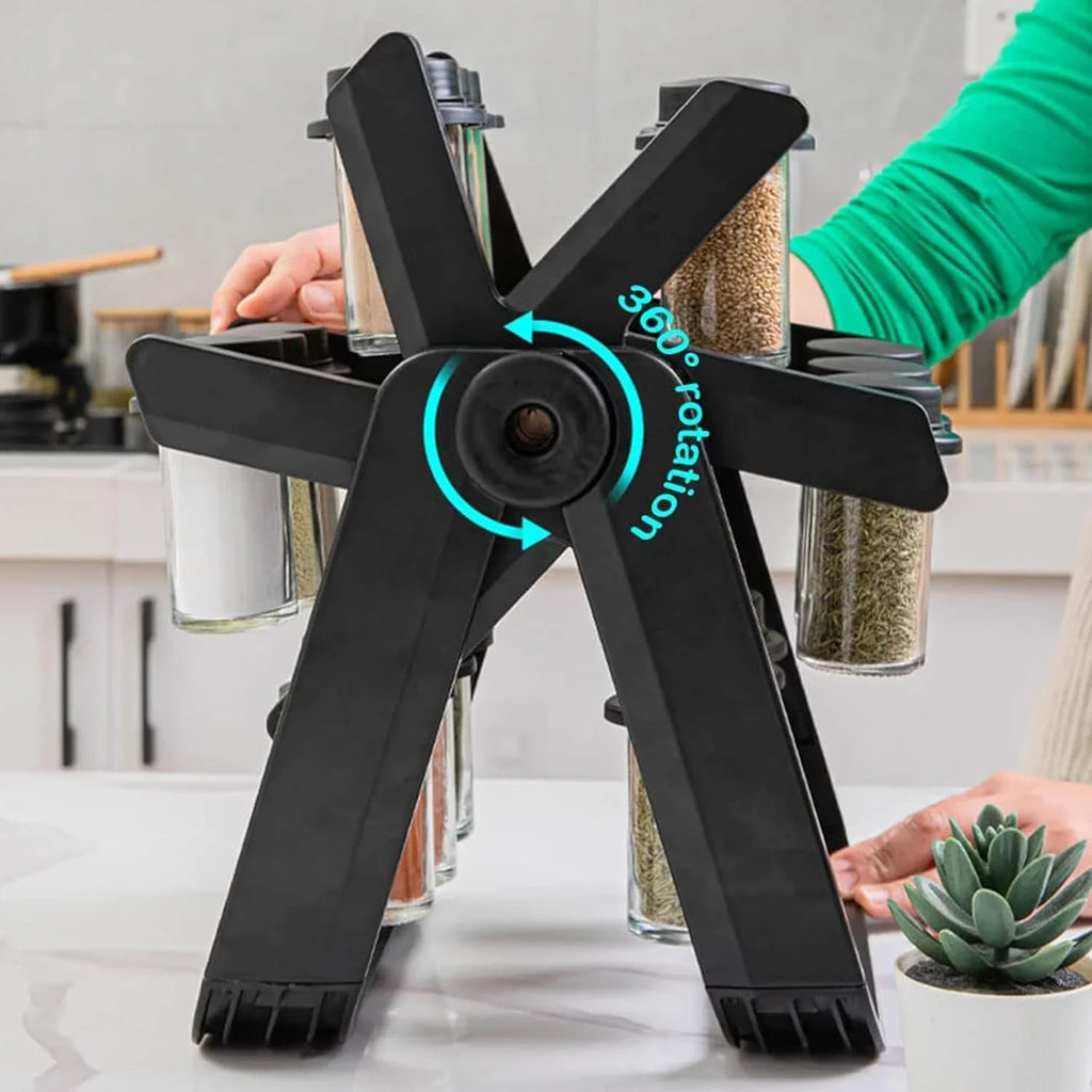 18 pcs Wheel Spice Rack 360° Rotating