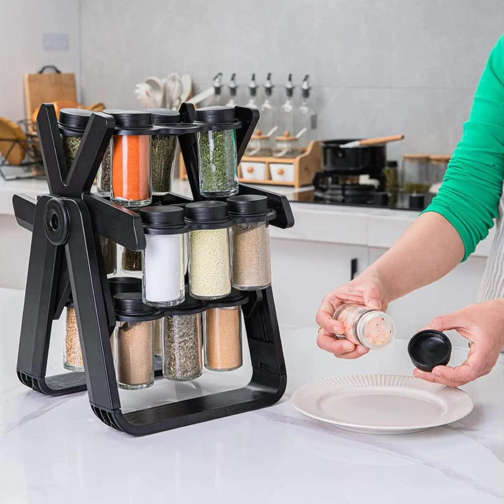 18 pcs Wheel Spice Rack 360° Rotating
