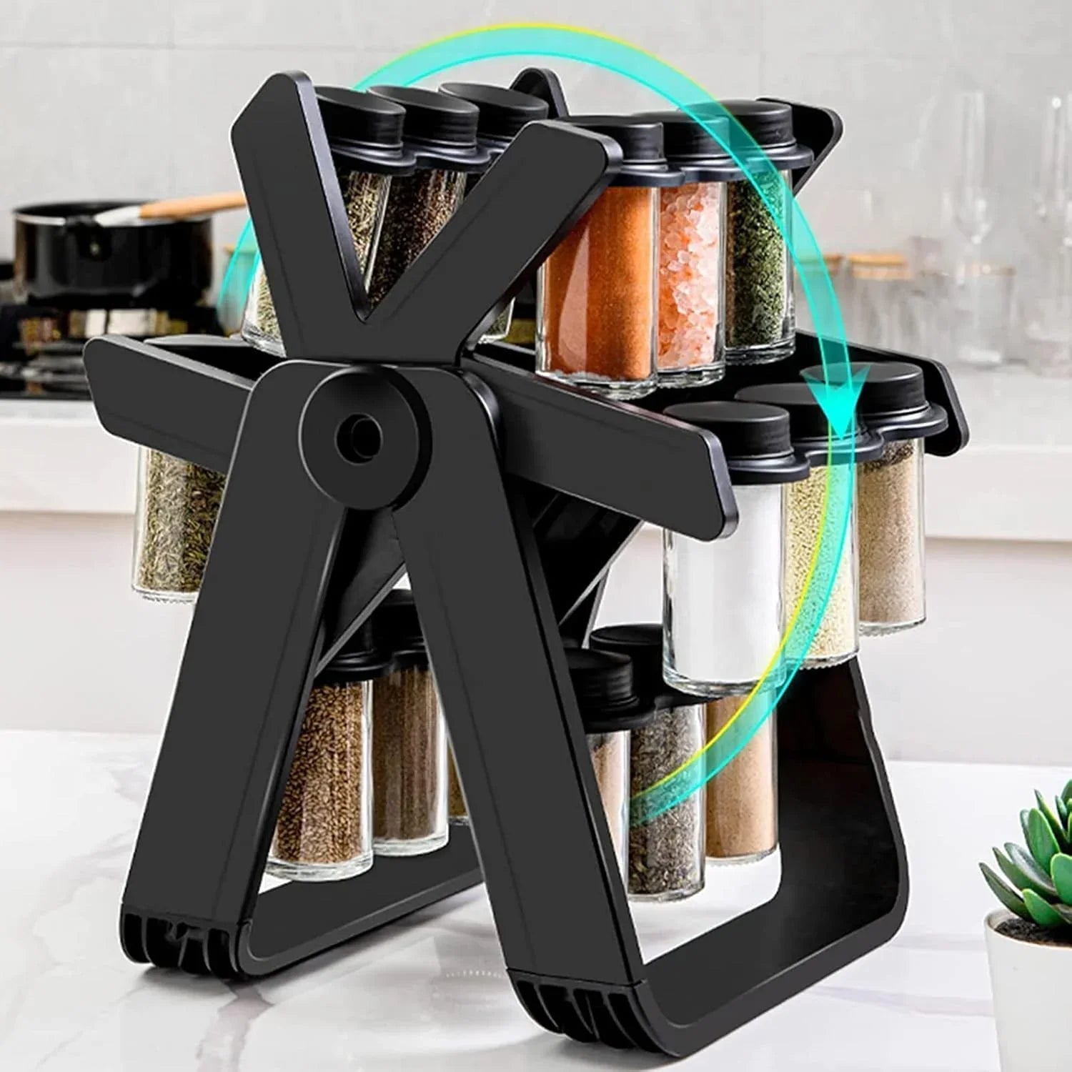 18 pcs Wheel Spice Rack 360° Rotating
