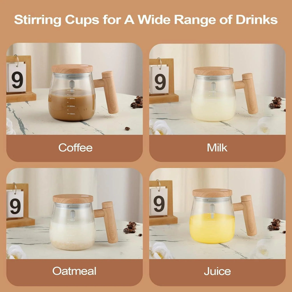 Wooden Design Automatic Self-Stirring Coffee Mug